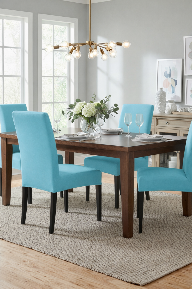 Anyseat Sky Blue Chair Cover – Waterproof Elastic Slipcover with Anti‑Dirt Protection for Dining Room, Kitchen, Wedding, Hotel, Banquet & Restaurant