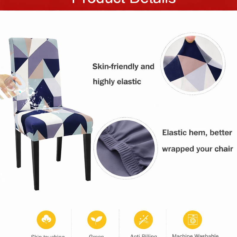 Anyseat Purple Pattern Design Chair Cover – Elastic Slipcover with Anti‑Dirt Protection for Dining Room, Kitchen, Wedding, Hotel, Banquet & Restaurant