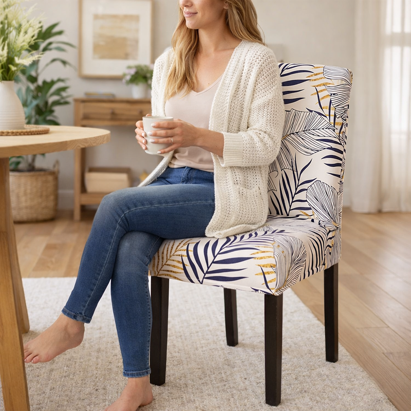Anyseat Orange Leaf Design Chair Cover – Elastic Slipcover with Anti‑Dirt Protection for Dining Room, Kitchen, Wedding, Hotel, Banquet & Restaurant