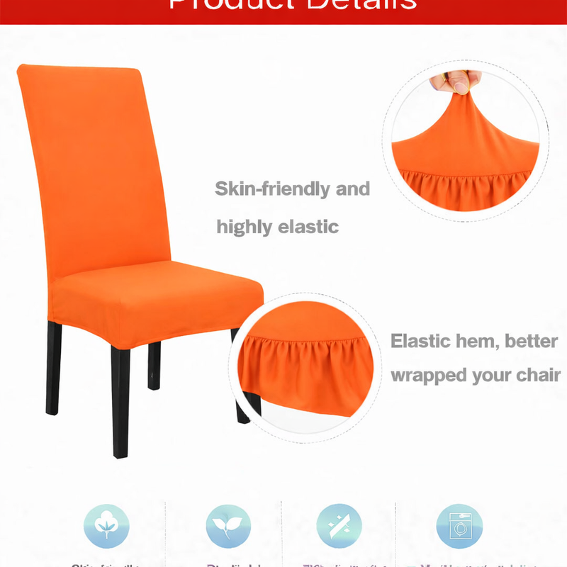 Anyseat Plain Orange Chair Cover – Elastic Slipcover with Anti‑Dirt Protection for Dining Room, Kitchen, Wedding, Hotel, Banquet & Restaurant