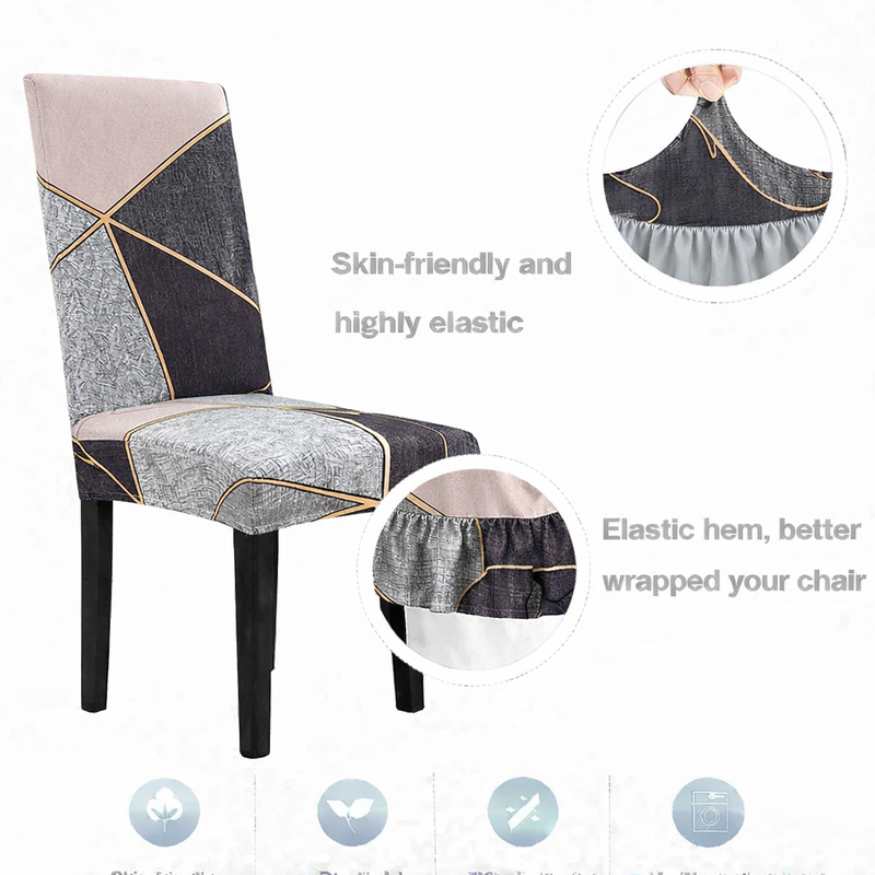 Anyseat Pink with Gold Linear Design Chair Cover – Elastic Slipcover with Anti‑Dirt Protection for Dining Room, Kitchen, Wedding, Hotel, Banquet & Restaurant