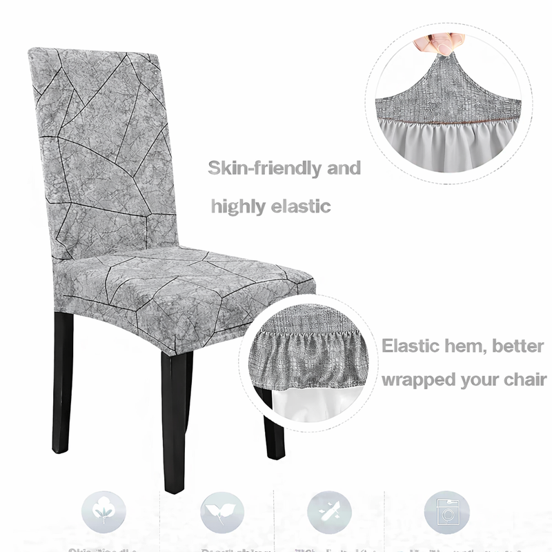 Anyseat Grey Stone Break Design Chair Cover – Elastic Slipcover with Anti‑Dirt Protection for Dining Room, Kitchen, Wedding, Hotel, Banquet & Restaurant