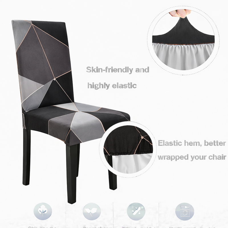 Anyseat Dark Grey Triangle Pattern Design Chair Cover – Elastic Slipcover with Anti‑Dirt Protection for Dining Room, Kitchen, Wedding, Hotel, Banquet & Restaurant