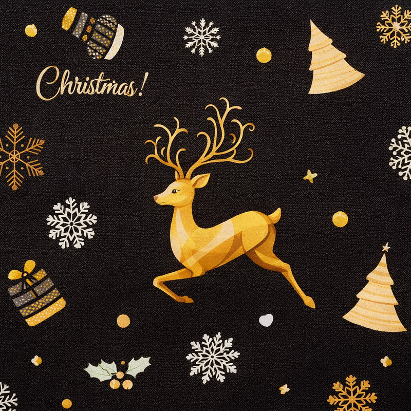 Anyseat Black with Christmas Gold Icon Design Chair Cover – Elastic Slipcover with Anti‑Dirt Protection for Dining Room, Kitchen, Wedding, Hotel, Banquet & Restaurant