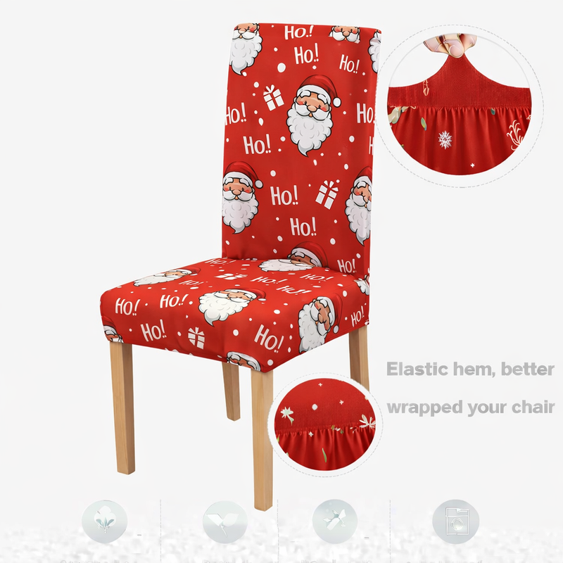 Anyseat Red Santa Claus Ho Design Chair Cover – Elastic Slipcover with Anti‑Dirt Protection for Dining Room, Kitchen, Wedding, Hotel, Banquet & Restaurant