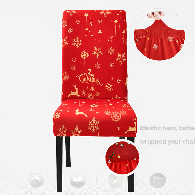 Anyseat Red Small Snow Flakes Design Chair Cover – Elastic Slipcover with Anti‑Dirt Protection for Dining Room, Kitchen, Wedding, Hotel, Banquet & Restaurant