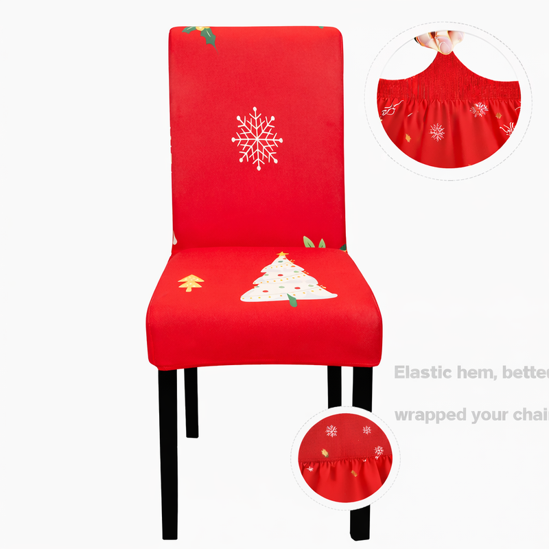 Anyseat Bright Red White Christmas Design Chair Cover – Elastic Slipcover with Anti‑Dirt Protection for Dining Room, Kitchen, Wedding, Hotel, Banquet & Restaurant