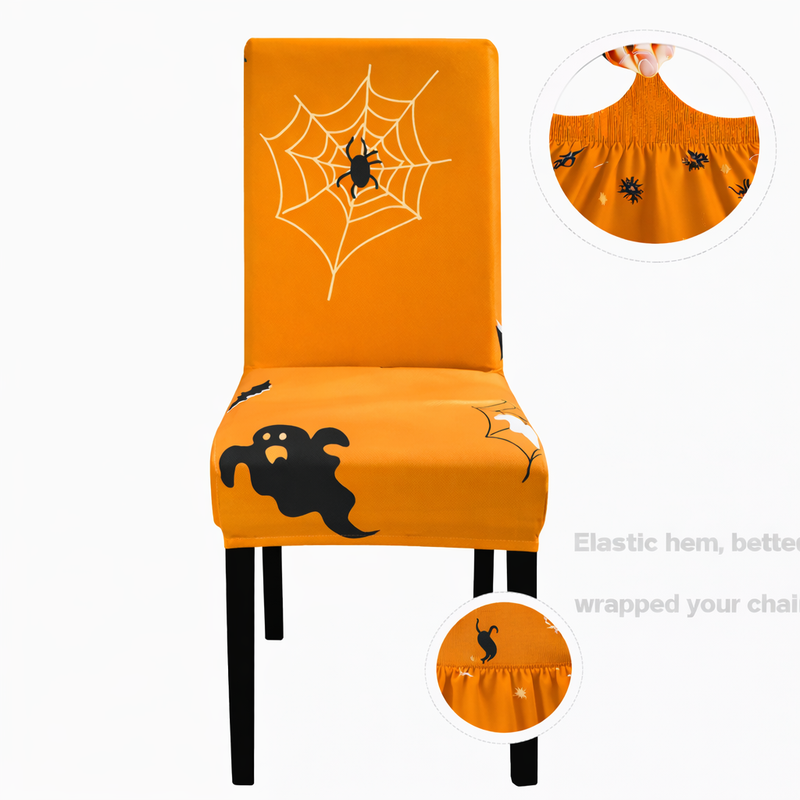 Anyseat Gold Spider Cobweb Ghost Design Chair Cover – Elastic Slipcover with Anti‑Dirt Protection for Dining Room, Kitchen, Wedding, Hotel, Banquet & Restaurant