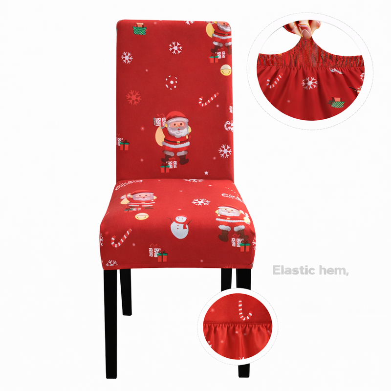 Anyseat Red Santa Gift Snowman Design Chair Cover – Elastic Slipcover with Anti‑Dirt Protection for Dining Room, Kitchen, Wedding, Hotel, Banquet & Restaurant