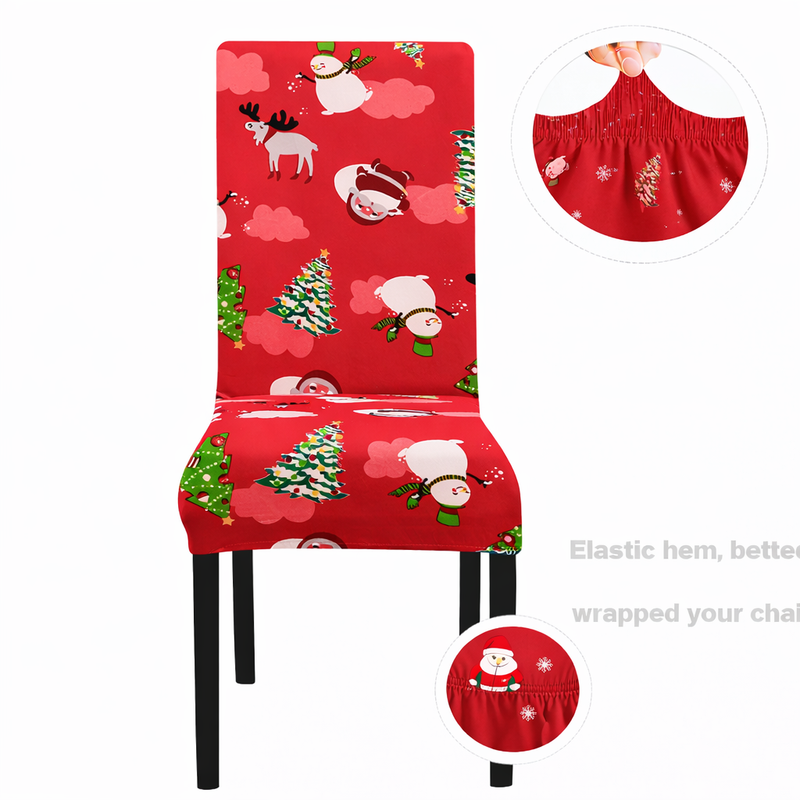 Anyseat Red Snowman Christmas Holiday Design Chair Cover – Elastic Slipcover with Anti‑Dirt Protection for Dining Room, Kitchen, Wedding, Hotel, Banquet & Restaurant