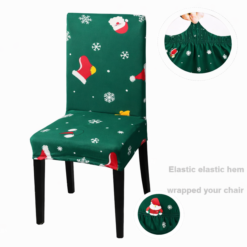 Anyseat Green Christmas Socks Holiday Design Chair Cover – Elastic Slipcover with Anti‑Dirt Protection for Dining Room, Kitchen, Wedding, Hotel, Banquet & Restaurant