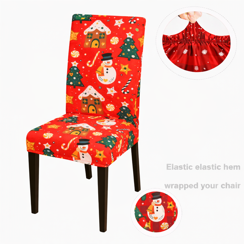 Anyseat Bright Orange Holiday Design Chair Cover – Elastic Slipcover with Anti‑Dirt Protection for Dining Room, Kitchen, Wedding, Hotel, Banquet & Restaurant