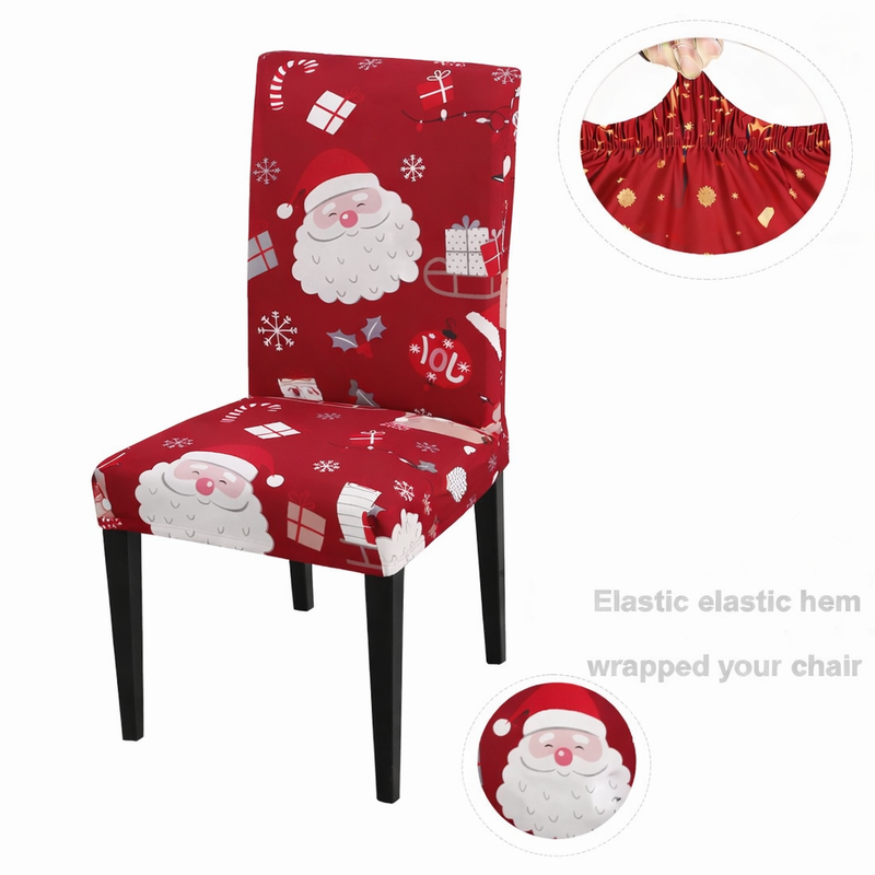 Anyseat Maroon Big Santa Head Design Chair Cover – Elastic Slipcover with Anti‑Dirt Protection for Dining Room, Kitchen, Wedding, Hotel, Banquet & Restaurant