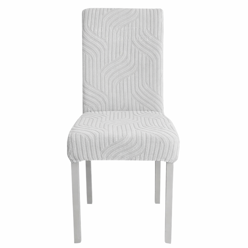 Anyseat Light Grey Linear Knitted Chair Cover – Elastic Anti‑Dirt Design for Dining, Kitchen, Wedding, Hotel & Banquet Use