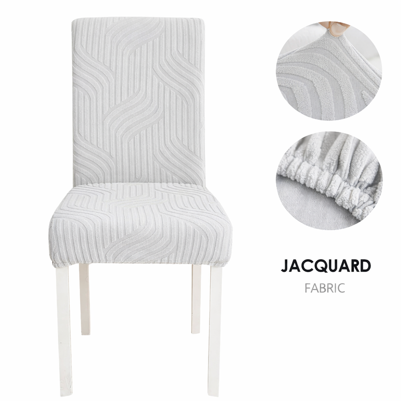 Anyseat Light Grey Linear Knitted Chair Cover – Elastic Anti‑Dirt Design for Dining, Kitchen, Wedding, Hotel & Banquet Use