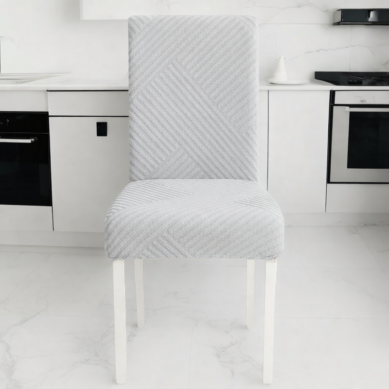 Anyseat Light Grey Knitted Chair Cover – Elastic Anti‑Dirt Design for Dining, Kitchen, Wedding, Hotel & Banquet Use