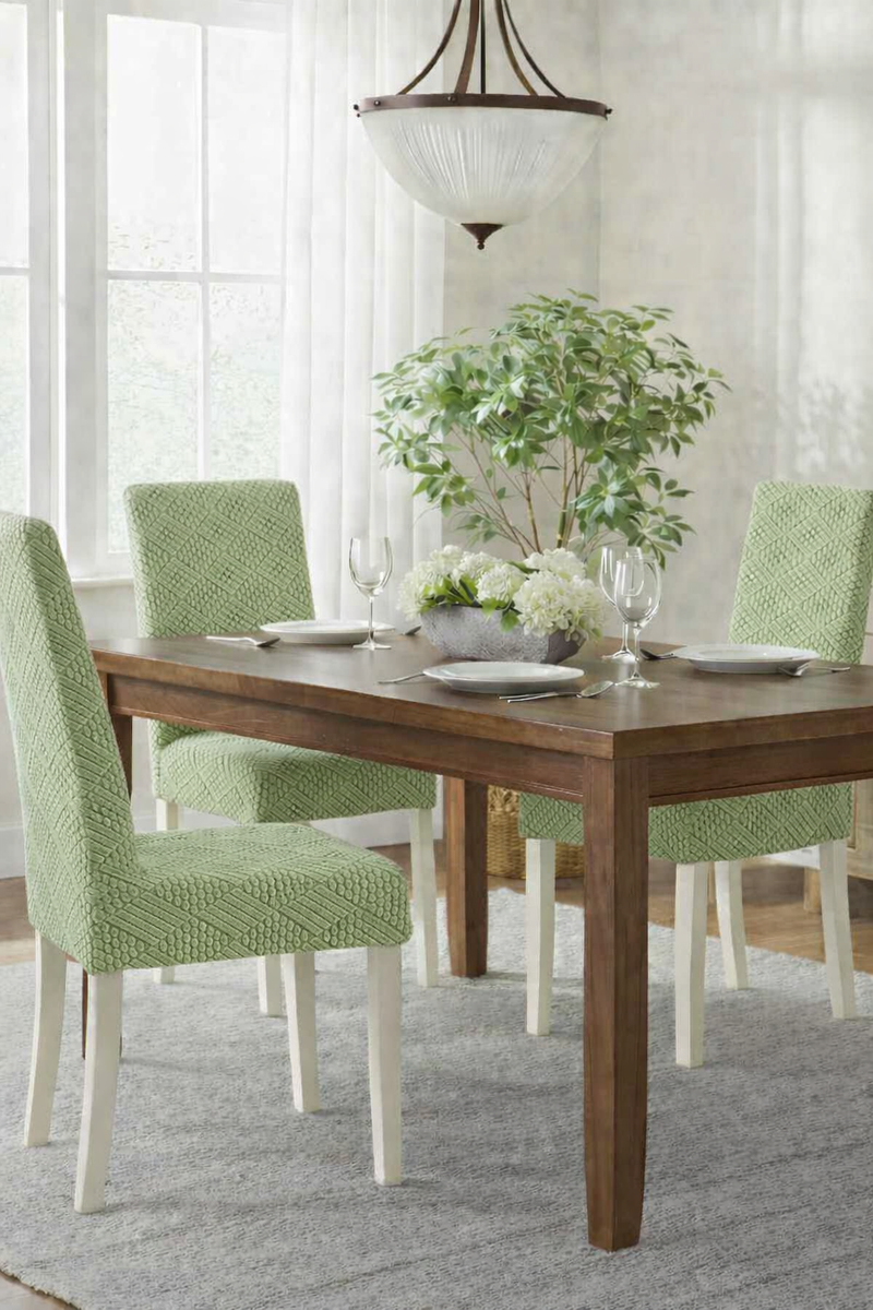 Anyseat Cypress Green Checkered Cover – Elastic Anti‑Dirt Design for Dining, Kitchen, Wedding, Hotel & Banquet Use