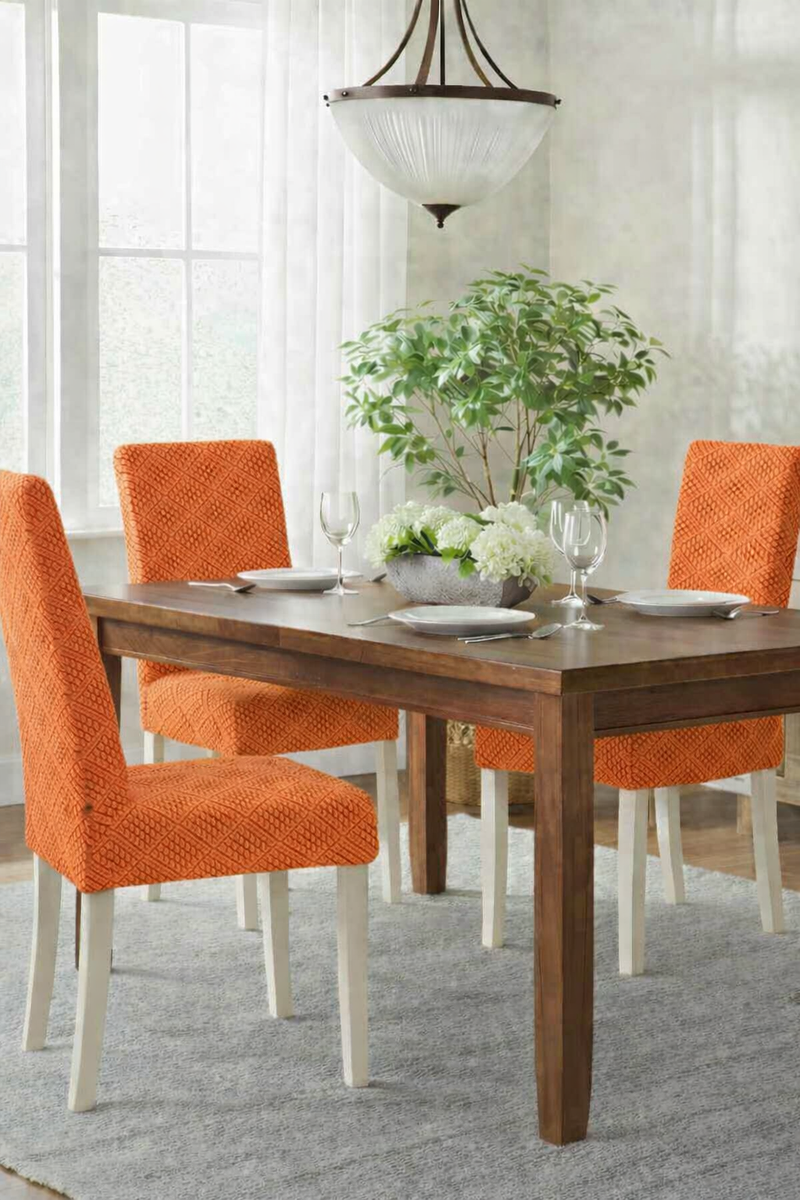 Anyseat Orange Chair Cover – Elastic Anti‑Dirt Design for Dining, Kitchen, Wedding, Hotel & Banquet Use