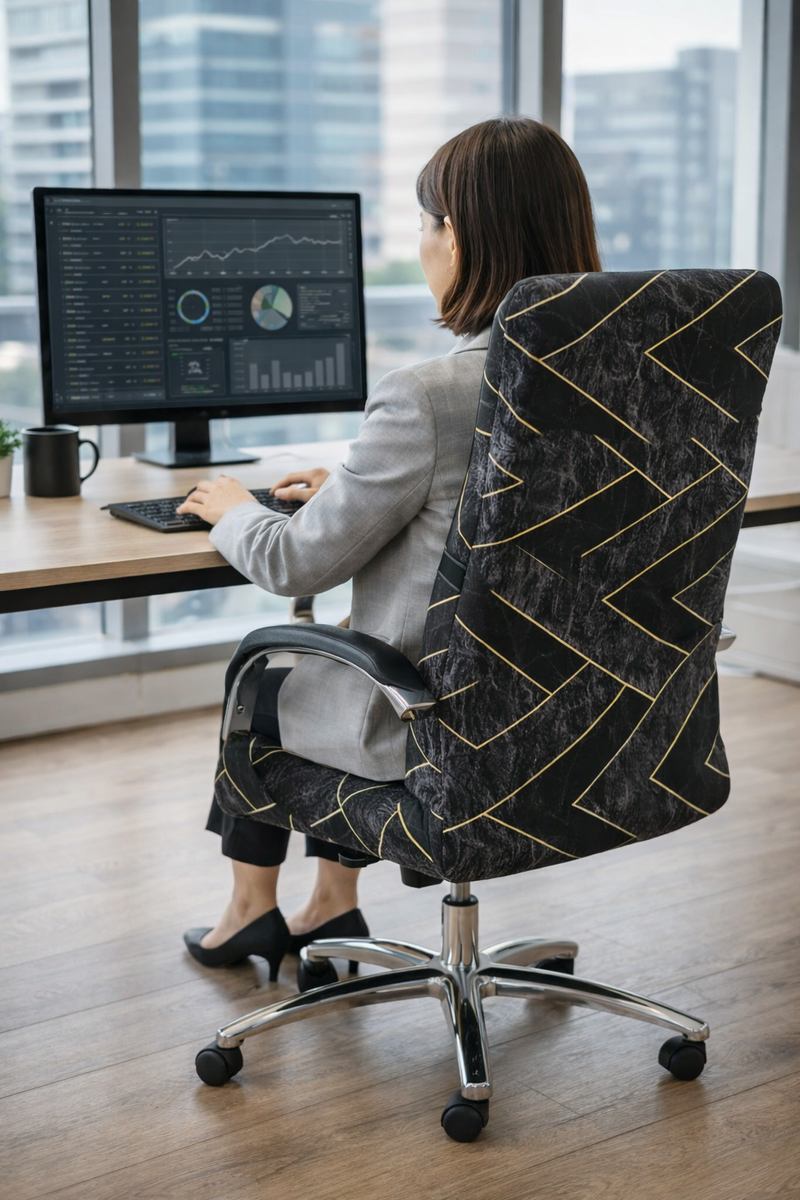 Anyseat Office Chair Cover – Black Dark Gray, Zippered Elastic Stretch, High‑Back Slipcover Protector