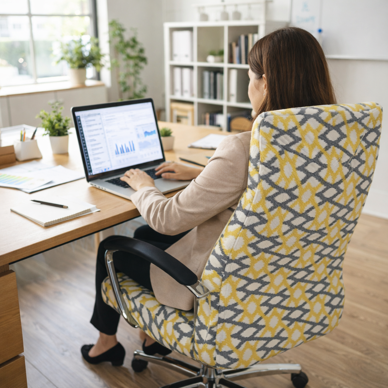 Anyseat Office Chair Cover – Light Yellow Tropical, Zippered Elastic Stretch, High‑Back Slipcover Protector