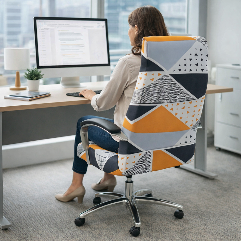 Anyseat Office Chair Cover – Orange, Zippered Elastic Stretch, High‑Back Slipcover Protector