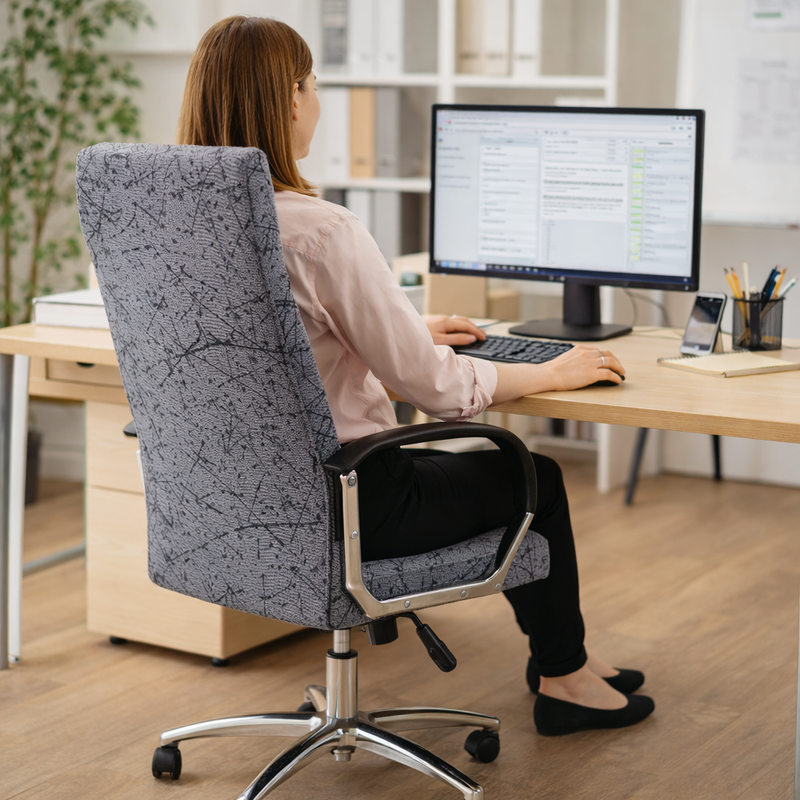 Anyseat Office Chair Cover – Dark Grey, Zippered Elastic Stretch, High‑Back Slipcover Protector