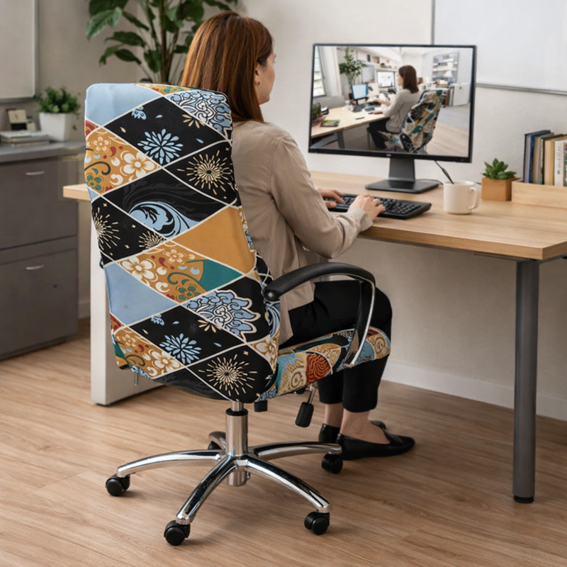 Anyseat Office Chair Cover –All Season Design, Medium Size, Non-Slip Rotating Seat Case with Universal Armrest Protector