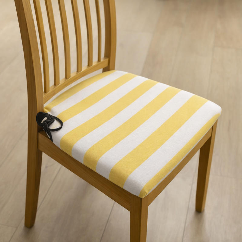 Anyseat Yellow Linear Pattern Chair Cover – Stretch Washable Removable Seat Cover for Dining & Kitchen