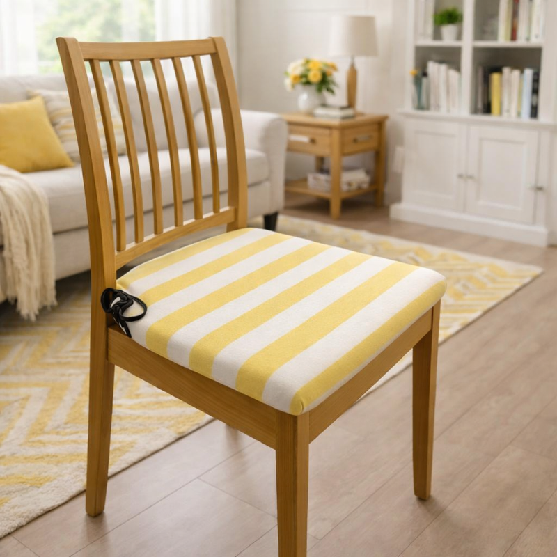 Anyseat Yellow Linear Pattern Chair Cover – Stretch Washable Removable Seat Cover for Dining & Kitchen