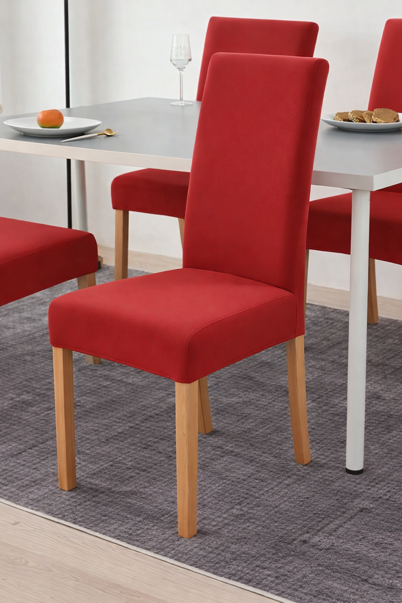 Anyseat Rose Red Velvet Dining Chair Cover – Plush Stretchable Slipcover for Kitchen & Dining Room Chairs