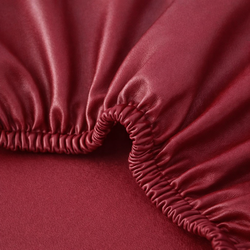 Anyhoux Barstool Cushion Cover – Wine Red PU Leather Slipcover with Elastic Bands, Washable Protector for Swivel Chair Seats