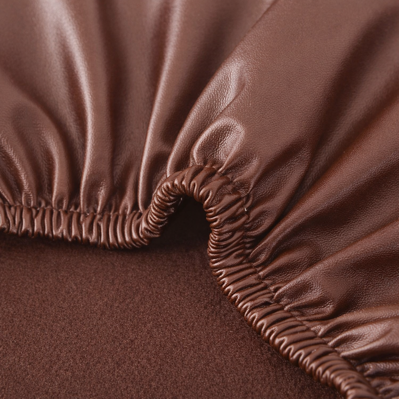 Anyhoux Barstool Cushion Cover – Coffee PU Leather Slipcover with Elastic Bands, Washable Protector for Swivel Chair Seats