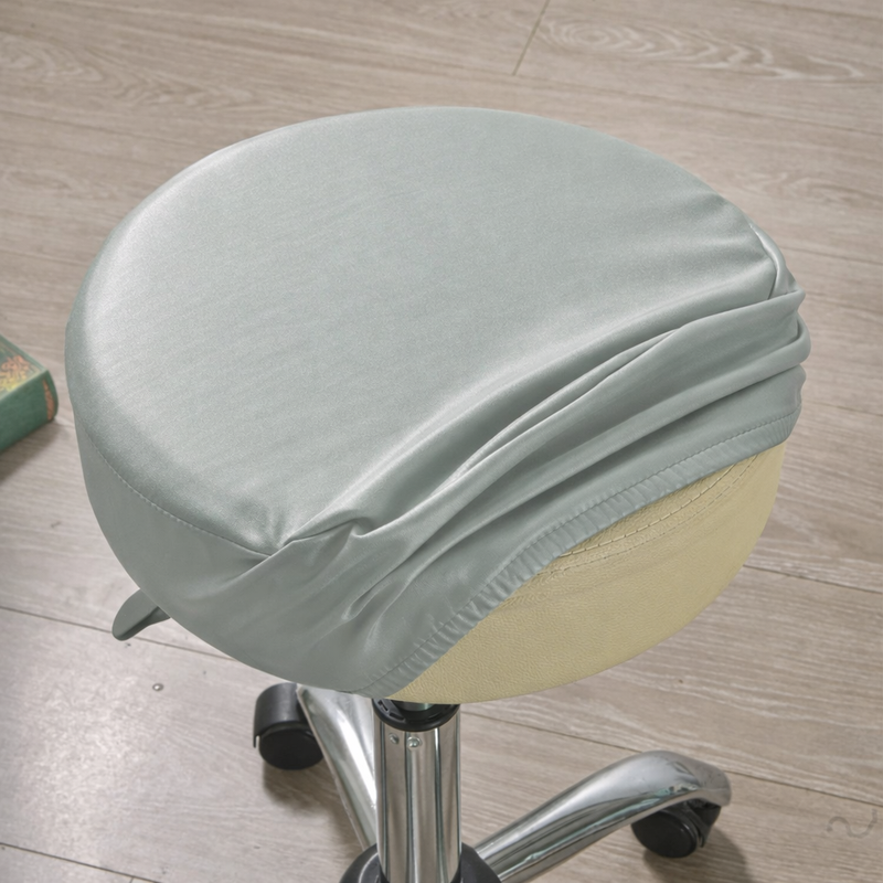 Anyhoux Barstool Cushion Cover – Light Grey PU Leather Slipcover with Elastic Bands, Washable Protector for Swivel Chair Seats