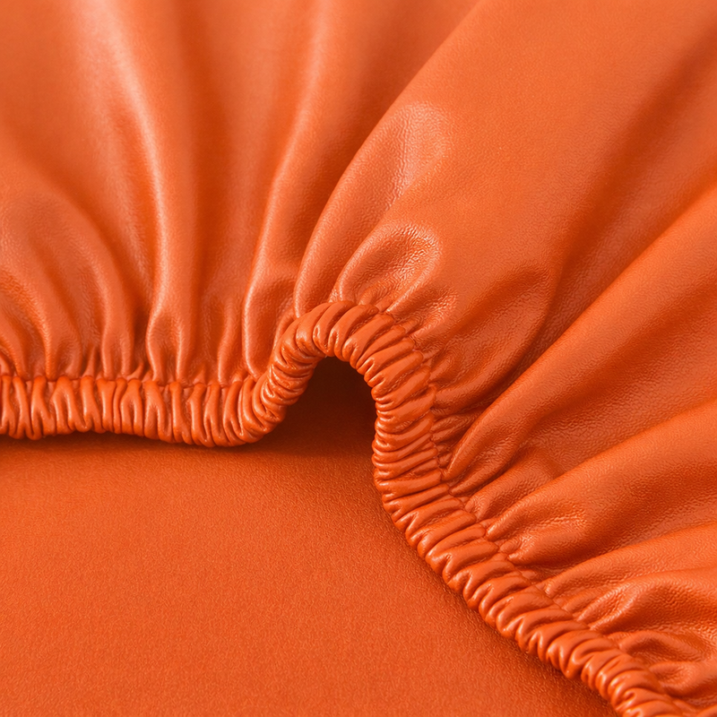 Anyhoux Barstool Cushion Cover – Orange PU Leather Slipcover with Elastic Bands, Washable Protector for Swivel Chair Seats