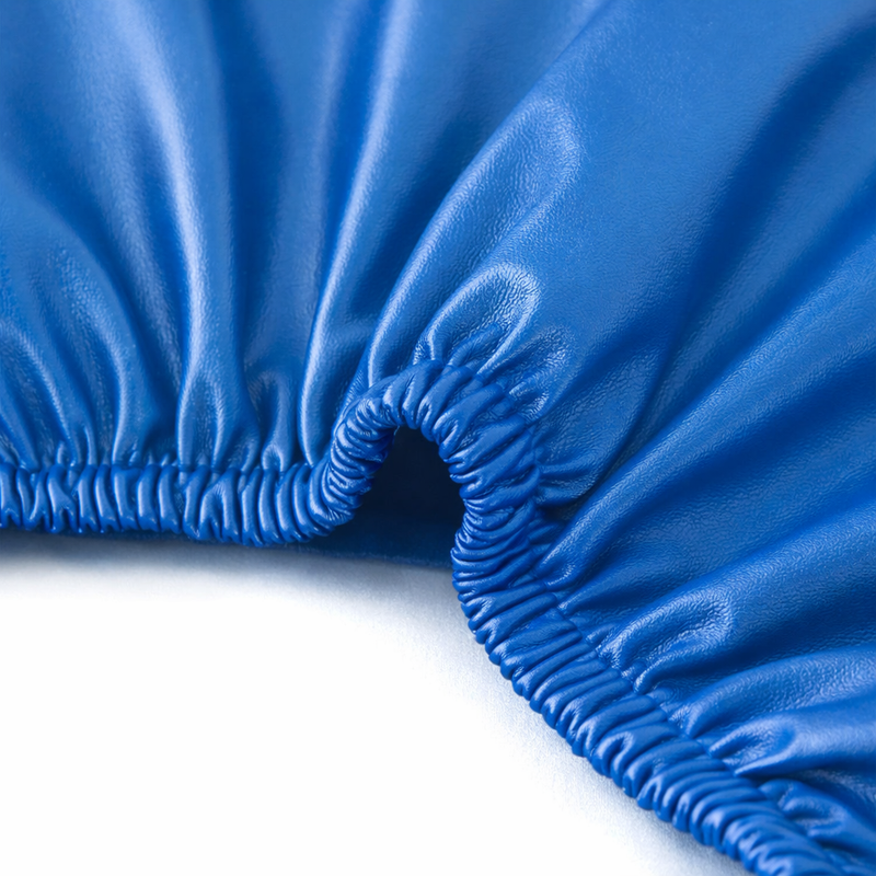 Anyhoux Barstool Cushion Cover – Blue PU Leather Slipcover with Elastic Bands, Washable Protector for Swivel Chair Seats