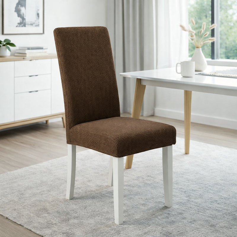Anyseat Coffee Waterproof Chair Cover – Corn Kernel Pattern Stretch Slipcover for Dining Room