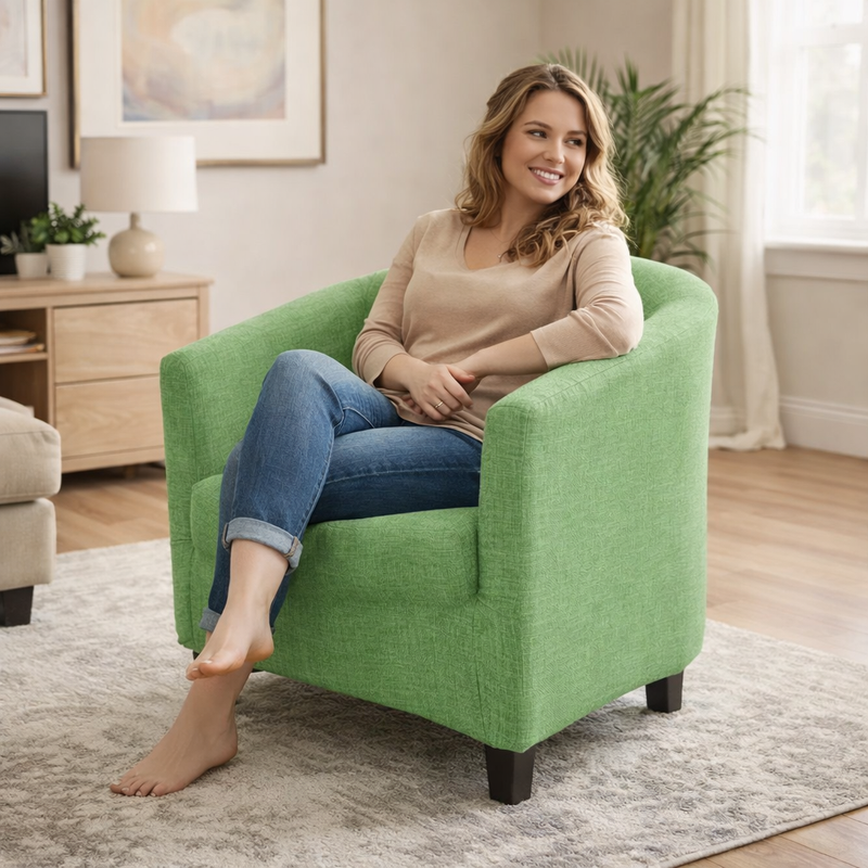 Anyseat Light Green Chair Cover – Plain Dustproof Tub Slipcover for Home Décor