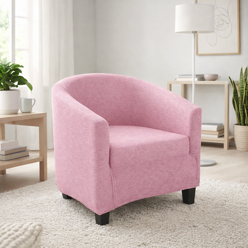 Anyseat Pink Chair Cover – Plain Dustproof Tub Slipcover for Home Décor