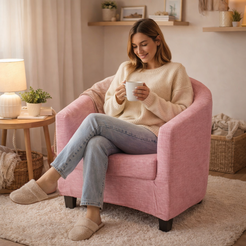 Anyseat Pink Chair Cover – Plain Dustproof Tub Slipcover for Home Décor