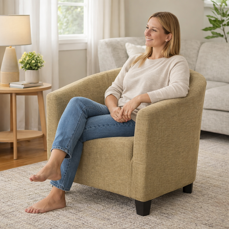 Anyseat Khaki Chair Cover – Plain Dustproof Tub Slipcover for Home Décor