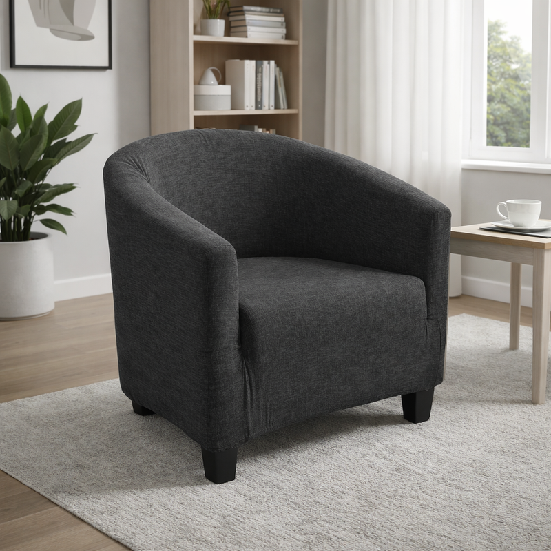 Anyseat Dark Gray Chair Cover – Plain Dustproof Tub Slipcover for Home Décor