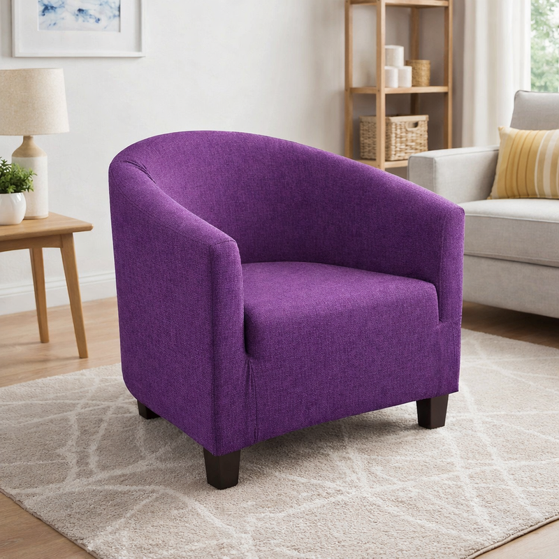 Anyseat Purple Chair Cover – Plain Dustproof Tub Slipcover for Home Décor