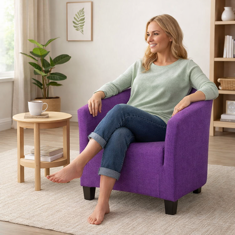 Anyseat Purple Chair Cover – Plain Dustproof Tub Slipcover for Home Décor