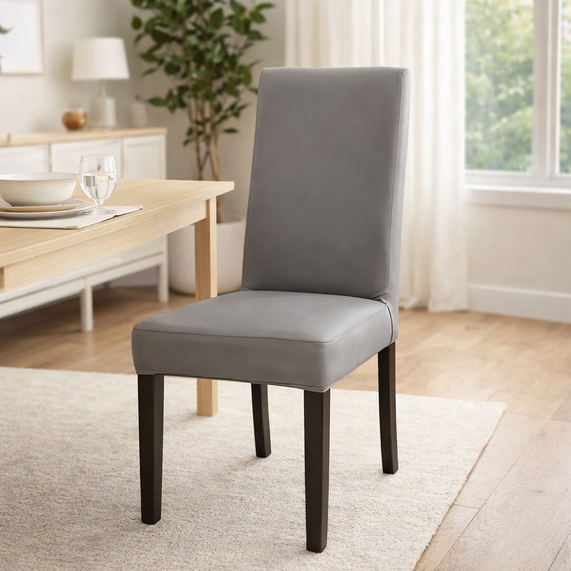 Anyseat Gray Elastic Chair Cover – Plain Dining Slipcover & Home Décor