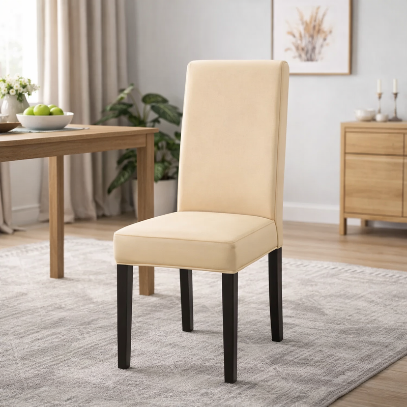 Anyseat Beige Elastic Chair Cover – Plain Dining Slipcover & Home Décor