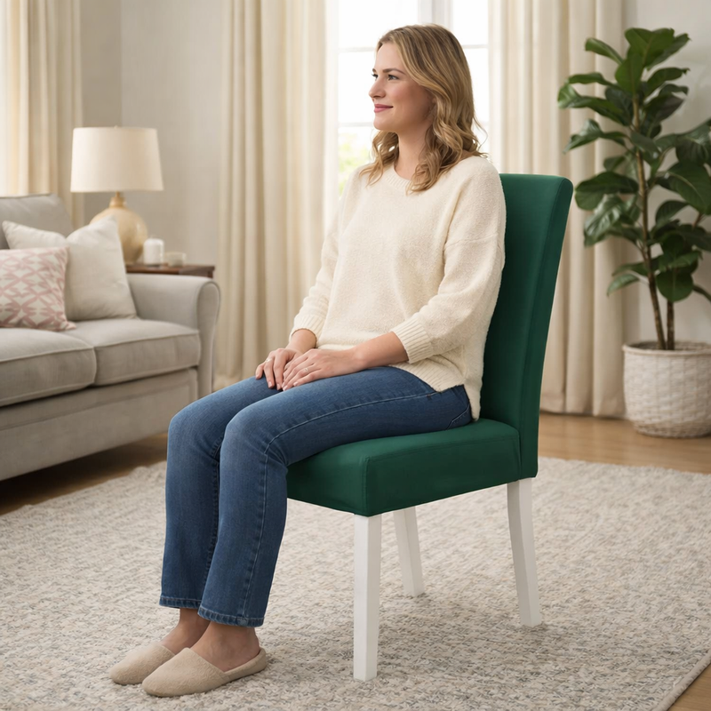 Anyseat Green Elastic Chair Cover – Plain Dining Slipcover & Home Décor