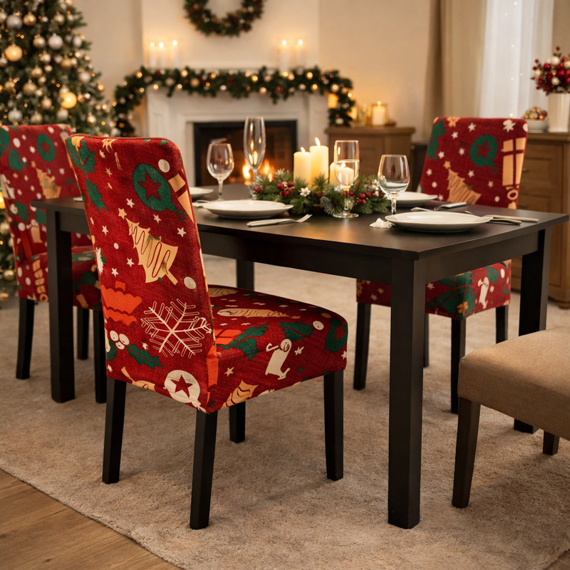 Anyseat Christmas Chair Cover – Maroon Stretchable Festive Dining Slipcover
