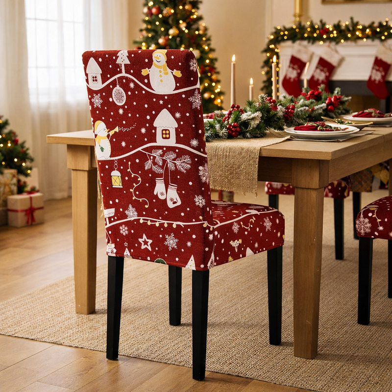 Anyseat Christmas Chair Cover – Maroon Stretchable Festive Dining Slipcover