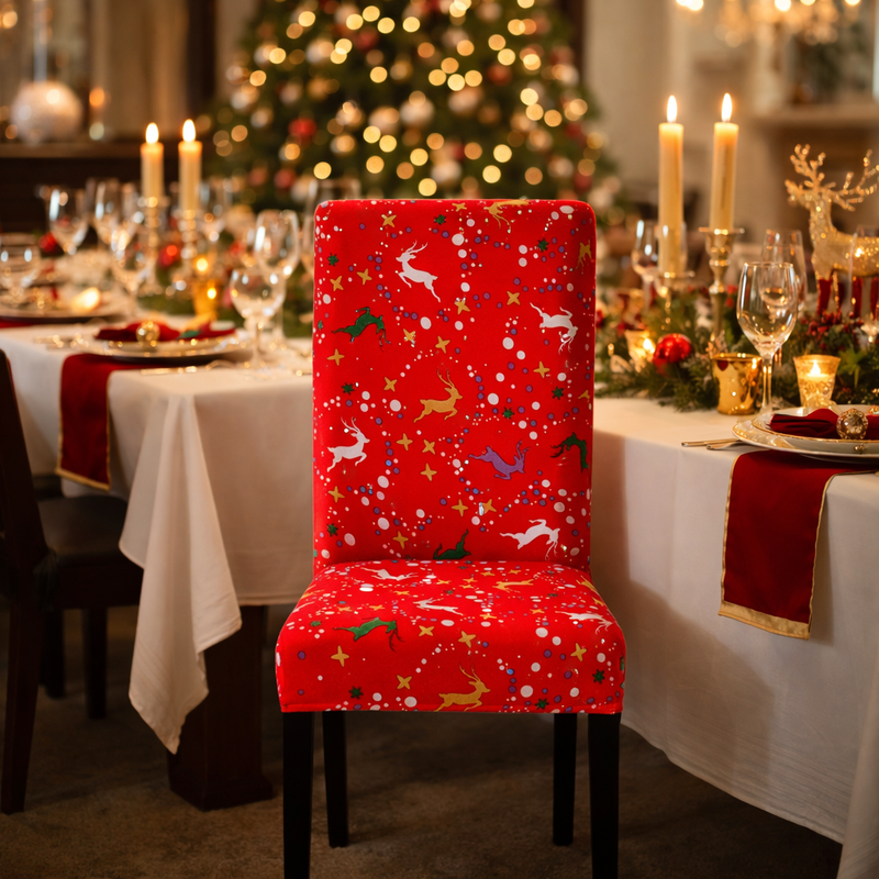 Anyseat Christmas Chair Cover – Red Stretchable Festive Dining Slipcover