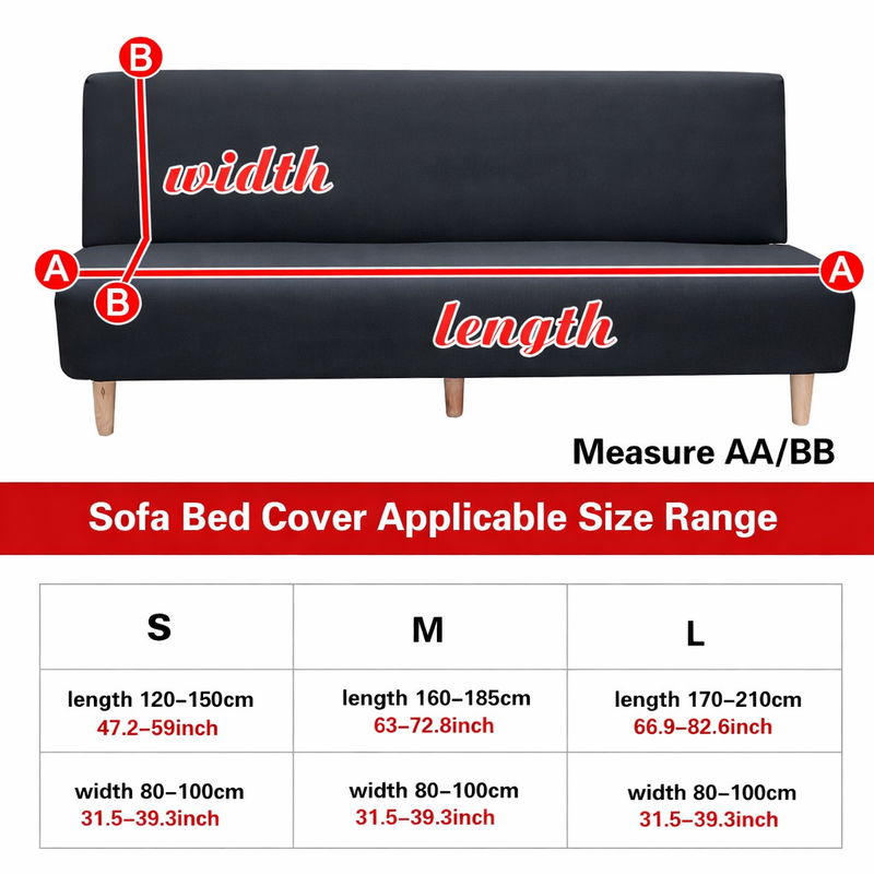 Anyseat Dark Grey Armless Futon Slipcover – Stretch Sofa Bed Protector with Ruffle Skirt